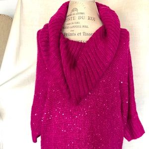 Fuchsia colored cowl neck, women’s sweater NWT #36